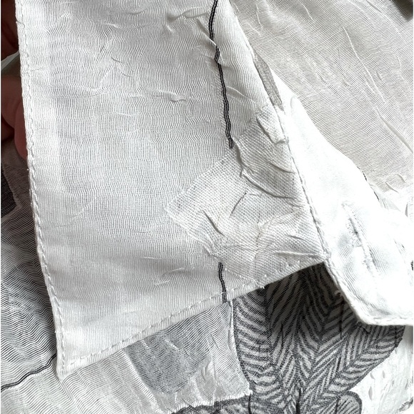 White with Gray Leaf Design Jacket L - Picture 9 of 15